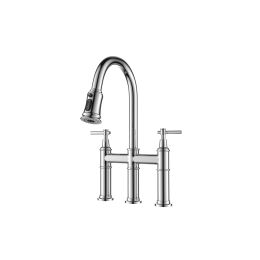 Pull Down Double Handle Kitchen Faucet-dk