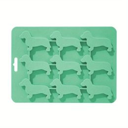 Ice Cube Silicone Tray Molds Trays Dog Mold Chocolate Dachshund Shaped Baking Candy Lid Jelly Mini Maker Fondant Puppy Release (Color: Light Green)